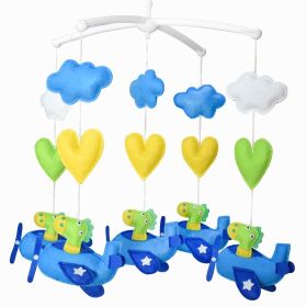 Handmade Baby Boy Crib Mobile Non-Woven Musical Mobile Crib Toy Nursery Room Decor, Green Horse Riding Blue Plane