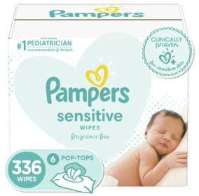 Pampers Sensitive Baby Wipes;  Pop-Top Character;  336 Count