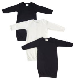 Unisex Newborn Baby 3 Piece Gown Set (Color: Black/White, size: Newborn)
