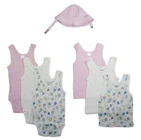 Girls Summer 7 Piece Layette Set (Color: White/Pink, size: small)