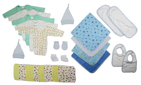 Newborn Baby Boys 25 Pc Layette Baby Shower Gift Set (Color: White/Blue, size: Newborn)