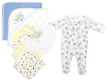 Newborn Baby Boys 10 Pc Layette Baby Shower Gift Set (Color: White/Blue, size: Newborn)