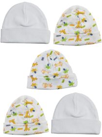 Beanie Baby Caps (Pack of 5) (Color: White/Prints, size: One Size)