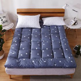 Mattress Topper Pad Quilted Mattress Cover Bed Protector King Queen Full Twin Size (Color: Blue Triangles, size: Twin)